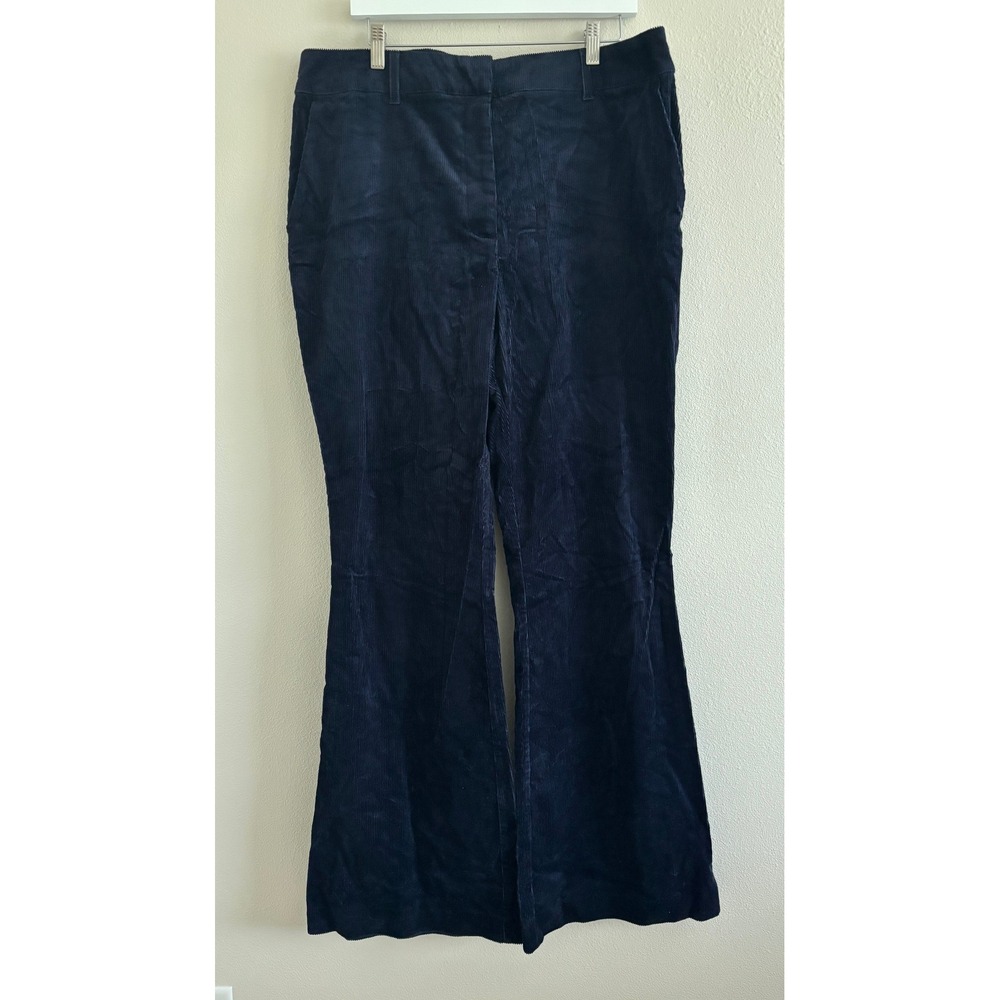 Boden Navy Blue Corduroy Flared Trousers Pants Womens US 16/18L Wide Leg NWT